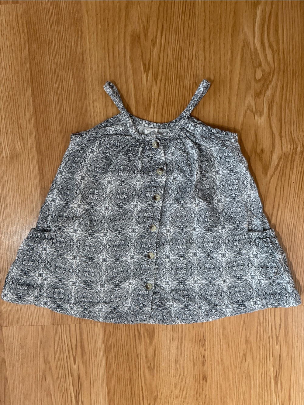 Kate Quinn Black & White Muslin Spaghetti Strap Pocket Tunic Top Girls 6
